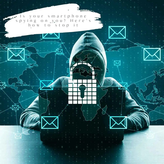 Hacker in hoodie behind digital lock screen symbolizing smartphone spying and privacy risks.