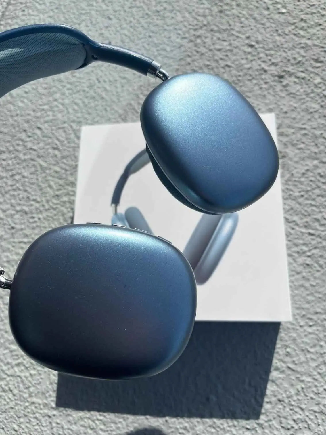Close-up of Blue P9 Pro Max Over-Ear Bluetooth Headphones.