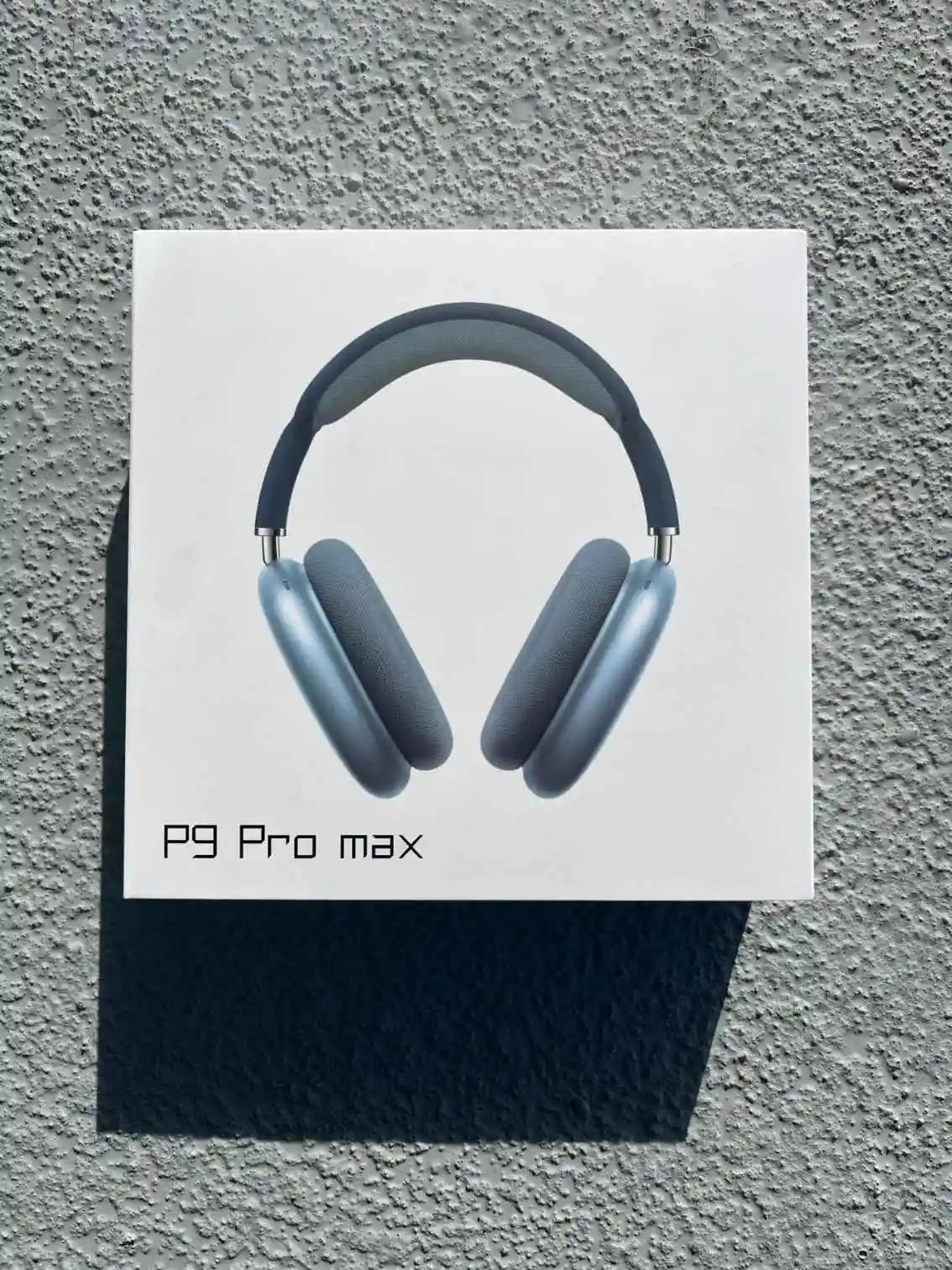 P9 Pro Max Blue Wireless Over-Ear Headphones in Box.