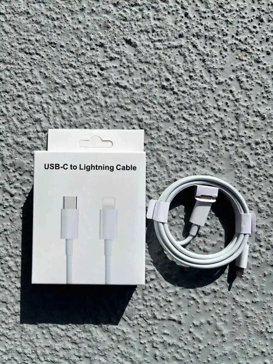 The USB-C to Lightning cable pulled out of the box.
