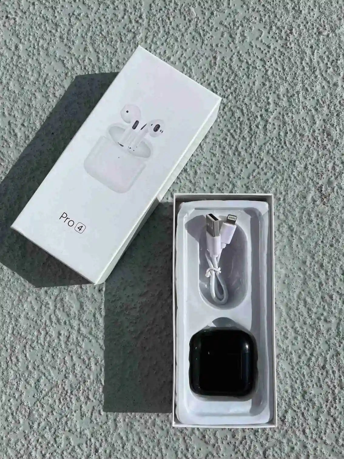 Earphones black pro4 in the box.