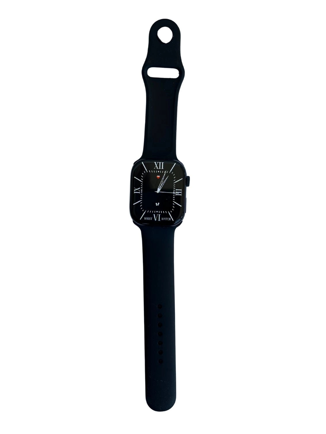 Black watch with a strap on a white background.