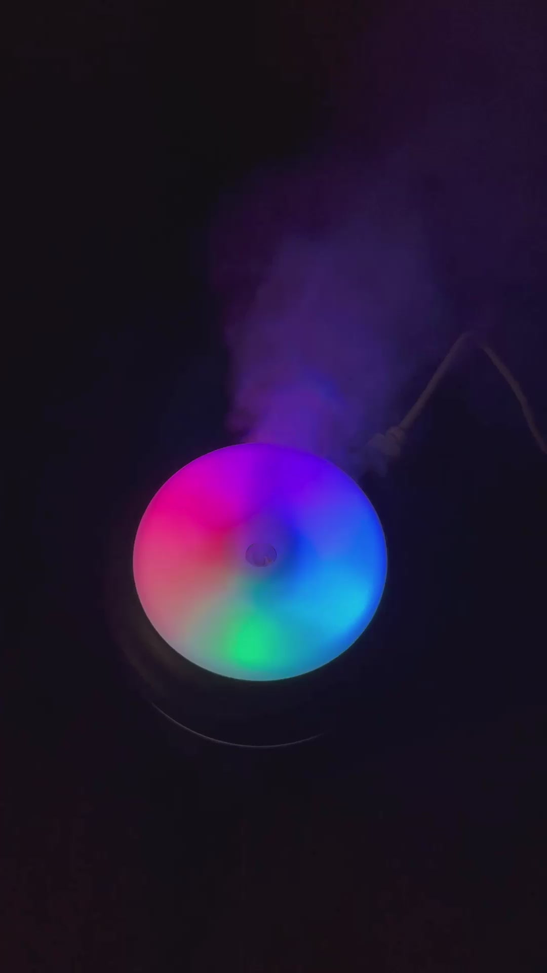 Humidifier LED at night in the video.