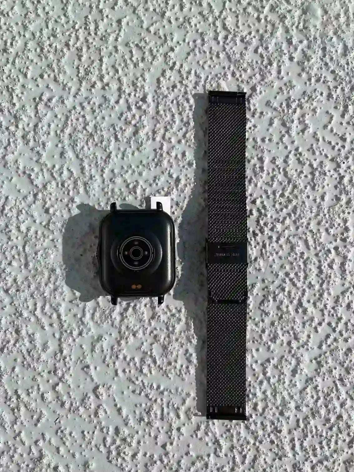 Smartwatch black on the back side.